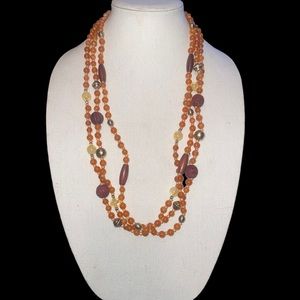 Vintage Avon NR orange multi strand beaded necklace